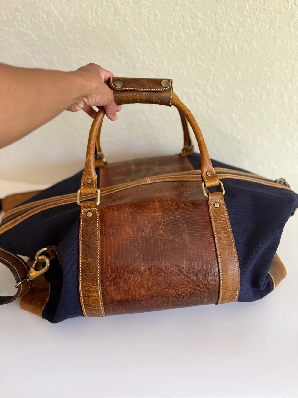 F.H Wadsworth Nylon/leather Weekender Bag